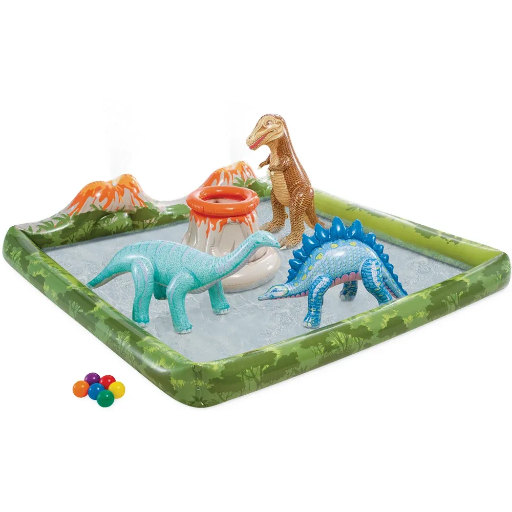 Centru de joacă gonflabil Jurassic Adventure, 201×201×36 cm, 410 L, max. 81 kg, 2+ ani, Intex (56132)