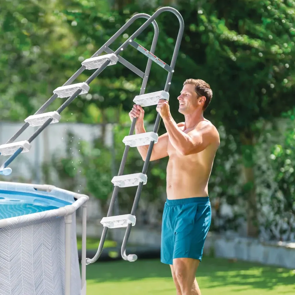 Scară pentru piscine cu înălțime până la 122 cm, 4 trepte, fără platformă, Intex (28066)