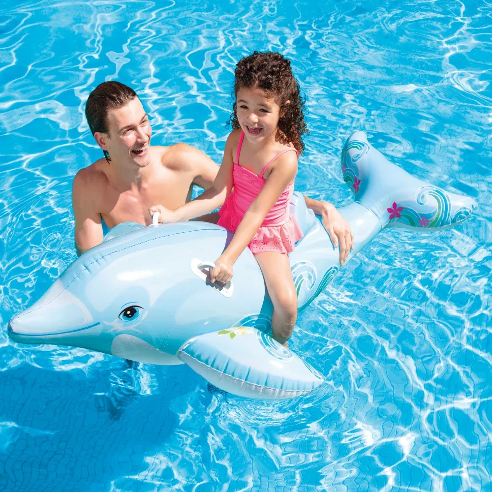 Plută gonflabilă Delfin cu mânere, 175×66 cm, max. 40 kg, 3+ ani, Intex (58535)