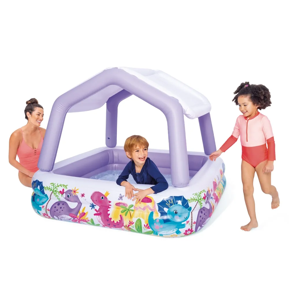 Piscină gonflabilă pentru copii cu baldachin Sun Shade, 157×157×122 cm, 295 L, 2+ ani, Intex (57470)