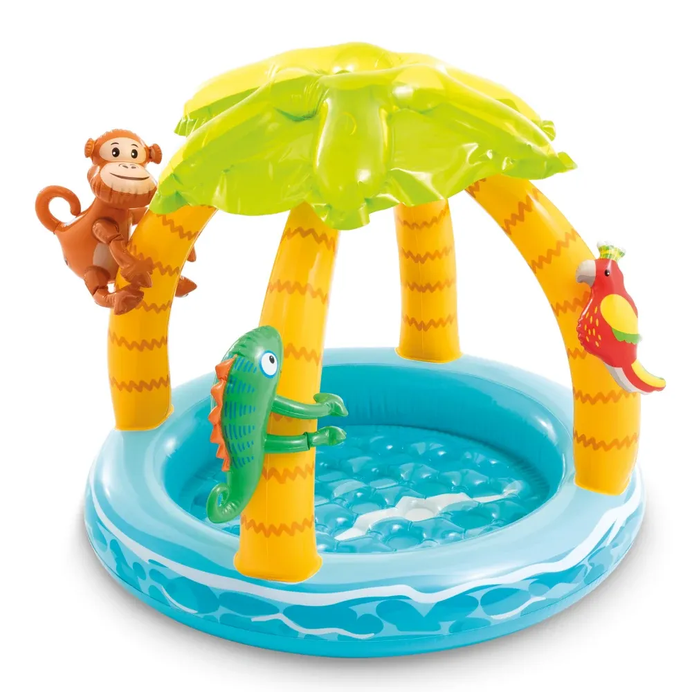 Надувной детский бассейн Tropical Island с навесом, 102×86 см, 45 л, 1-3 года, Intex (58417)
