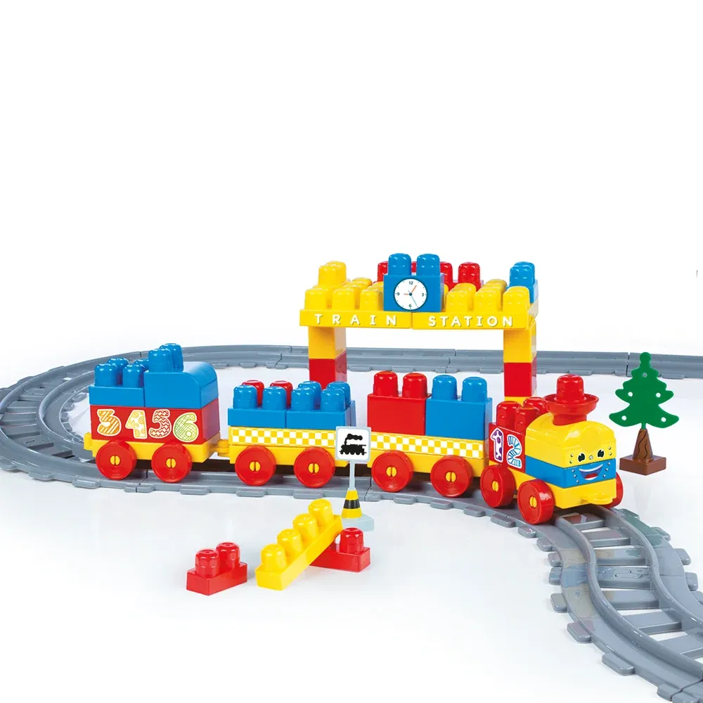 Set tren cu șină și blocuri de construcție 89 piese, Dolu (5082)