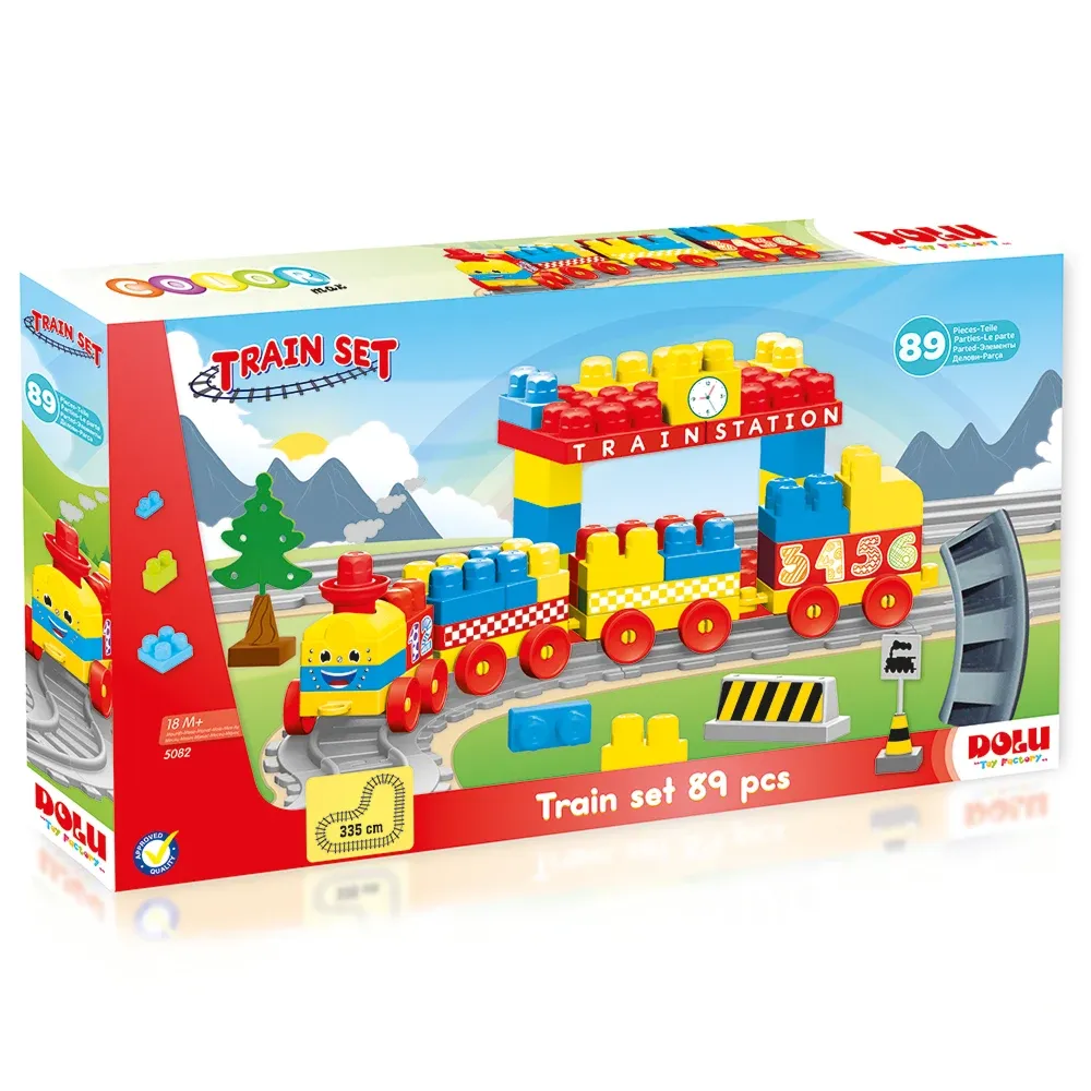 Set tren cu șină și blocuri de construcție 89 piese, Dolu (5082)