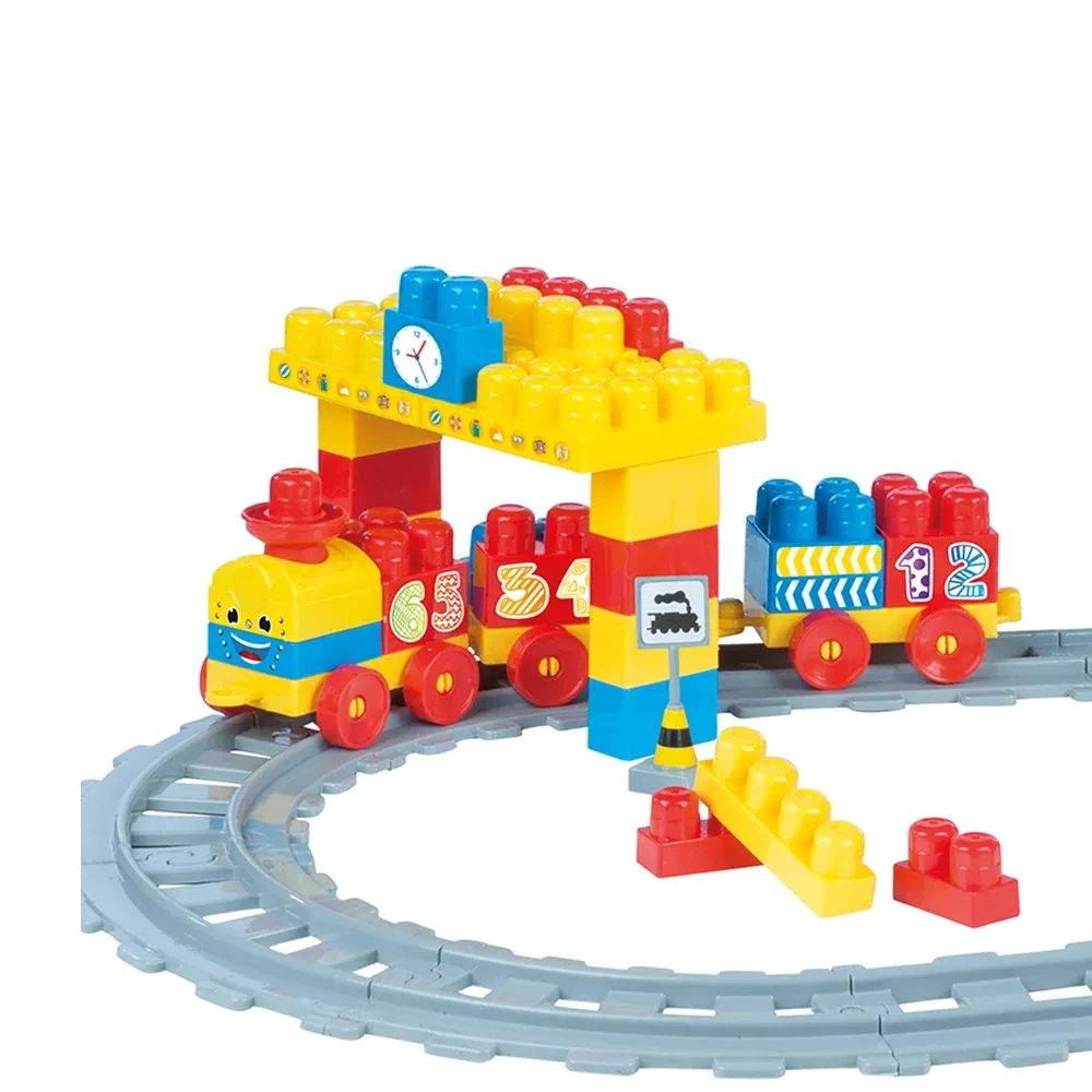 Set tren cu șină și blocuri de construcție 58 piese, Dolu (5081)