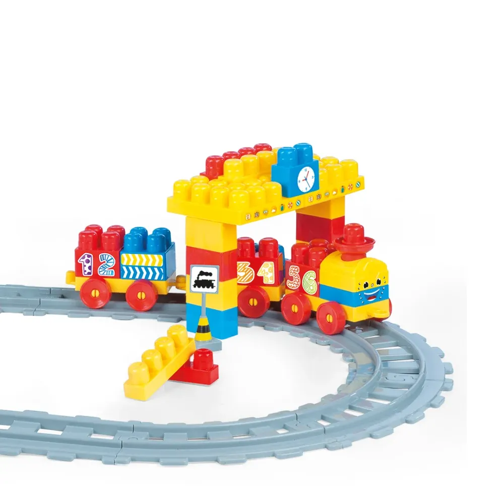 Set tren cu șină și blocuri de construcție 58 piese, Dolu (5081)