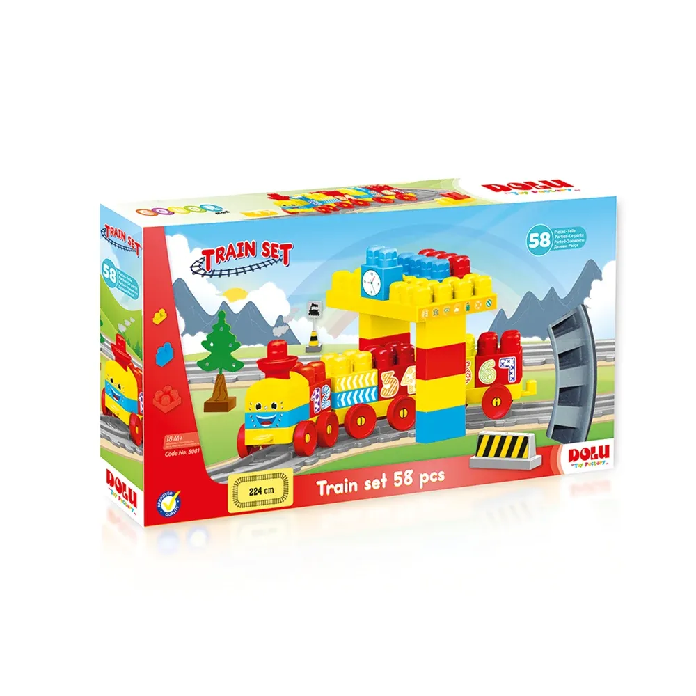 Set tren cu șină și blocuri de construcție 58 piese, Dolu (5081)