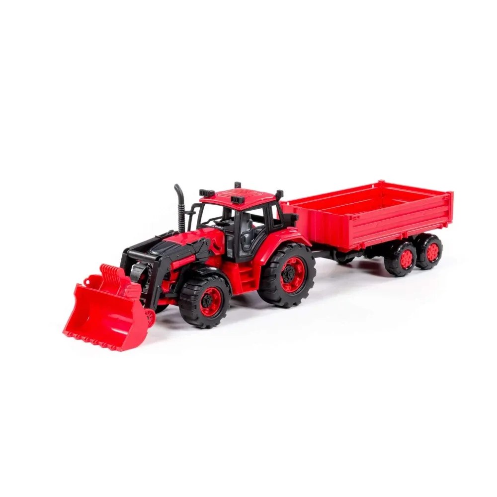 Tractor Belarus cu inerție, cupă frontală și remorcă, Polesie (91871)