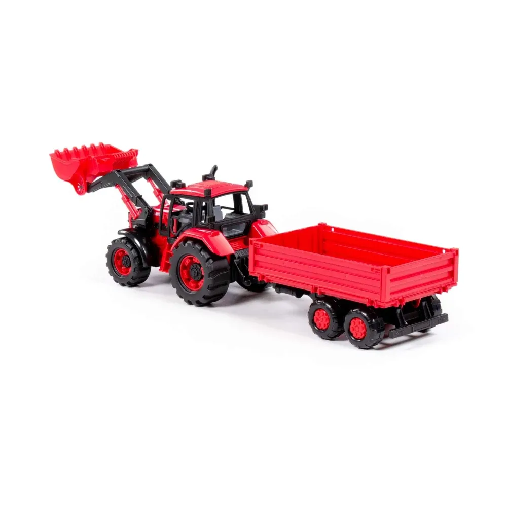 Tractor Belarus cu inerție, cupă frontală și remorcă, Polesie (91871)