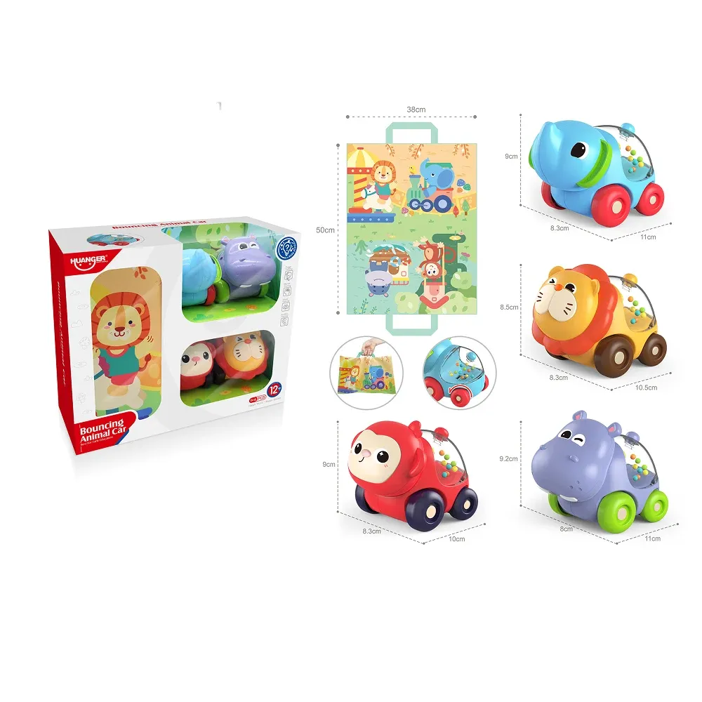 Set de mașinuțe cu animale și biluțe, cu sac de depozitare, Huanger HE8069 (18318)