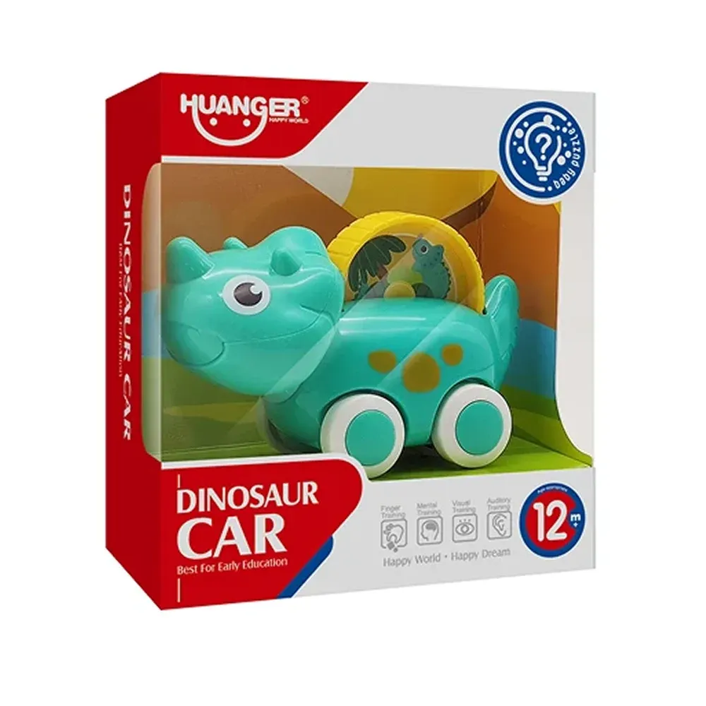 Mașinuță dinozaur cu inerție – verde, Huanger HE8007 (18554)