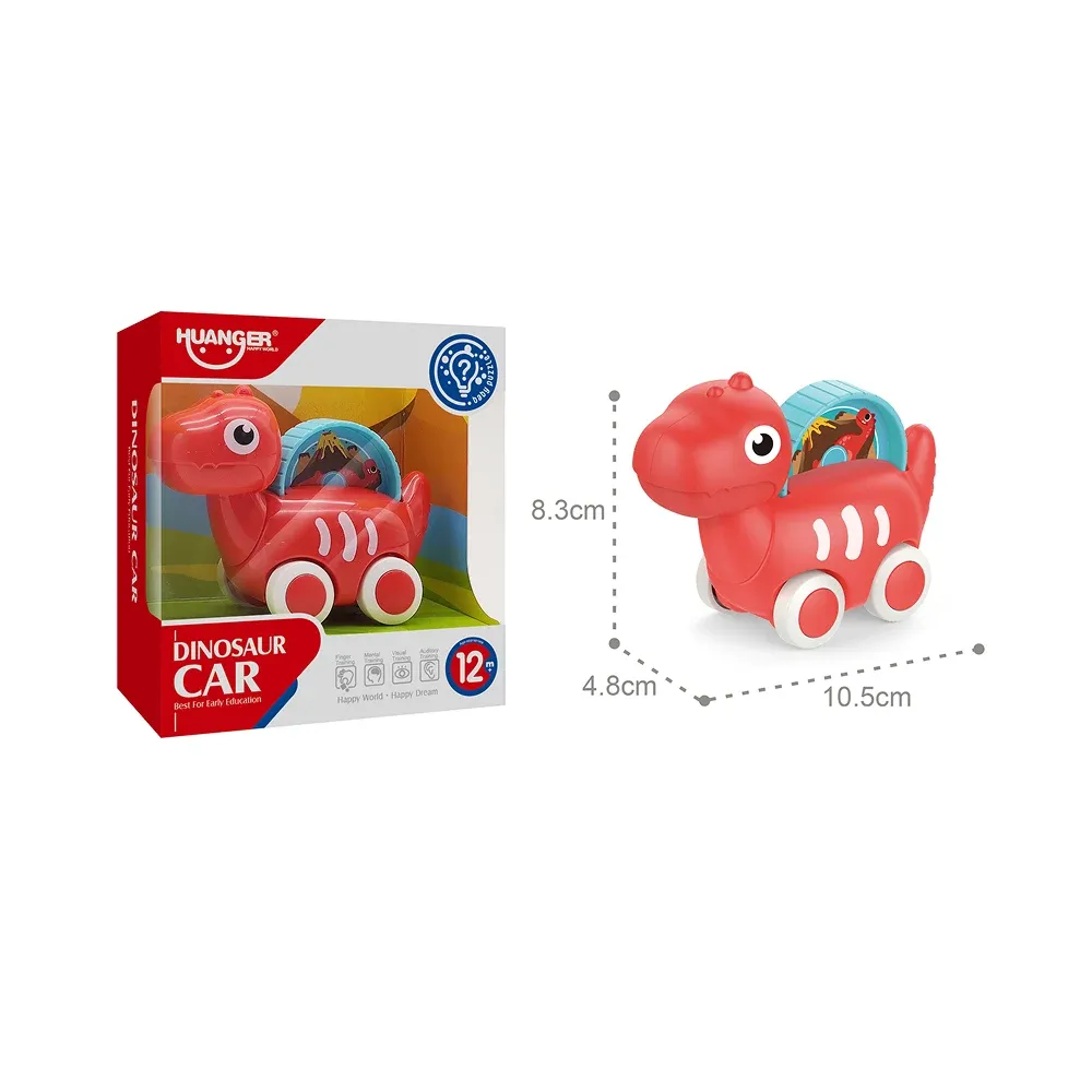 Mașinuță dinozaur cu inerție – roșie, Huanger HE8007 (18585)