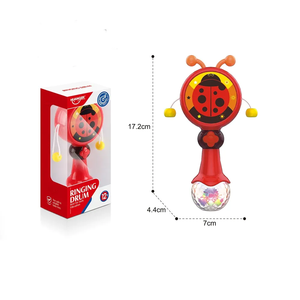 Музыкальная игрушка-погремушка с подсветкой - Божья коровка, Huanger HE0517 (19308)
