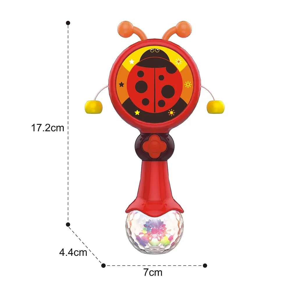 Музыкальная игрушка-погремушка с подсветкой - Божья коровка, Huanger HE0517 (19308)