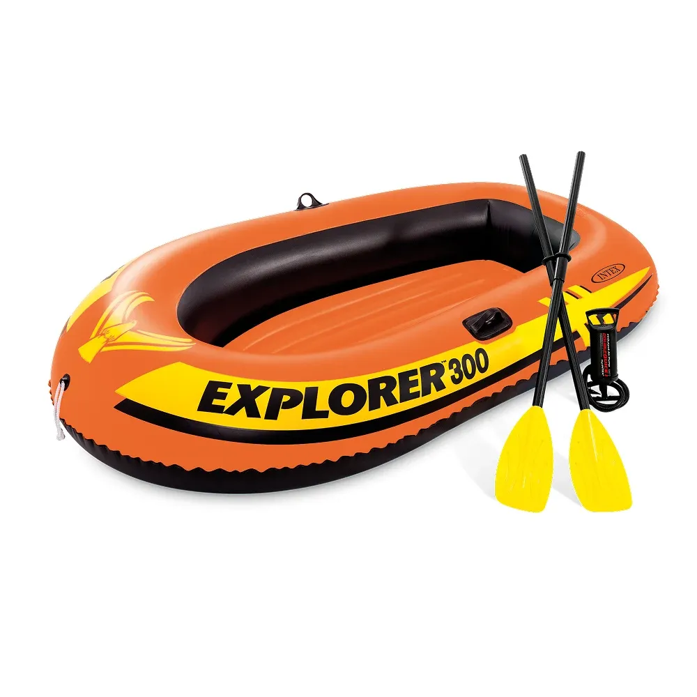 Надувная лодка Explorer 300 с веслами и насосом, 211×117×41 см, макс. 186 кг, 6+ лет, Intex (58332)