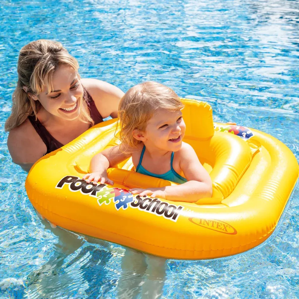 Colac gonflabil cu scaun și spătar Pool School, 79×79 cm, max. 15 kg, 1–2 ani, Intex (56587)
