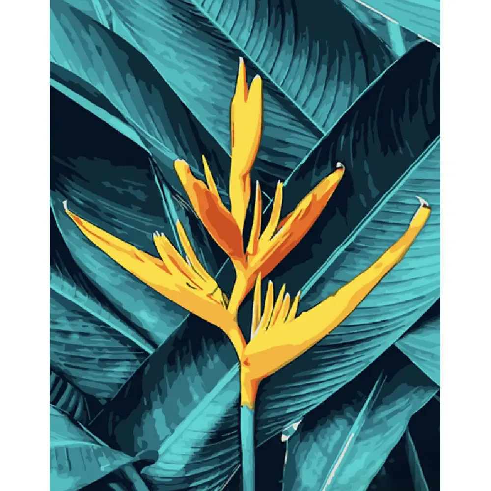 Pictură pe numere Floare galbenă tropicală, 40×50 cm, Strateg (GS1540)