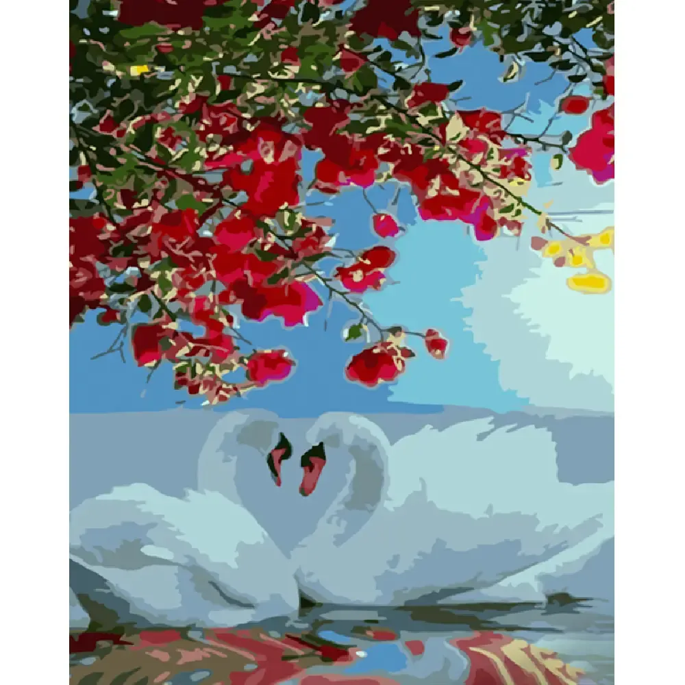 Pictură pe numere Lebede, 40×50 cm, Strateg (GS950)