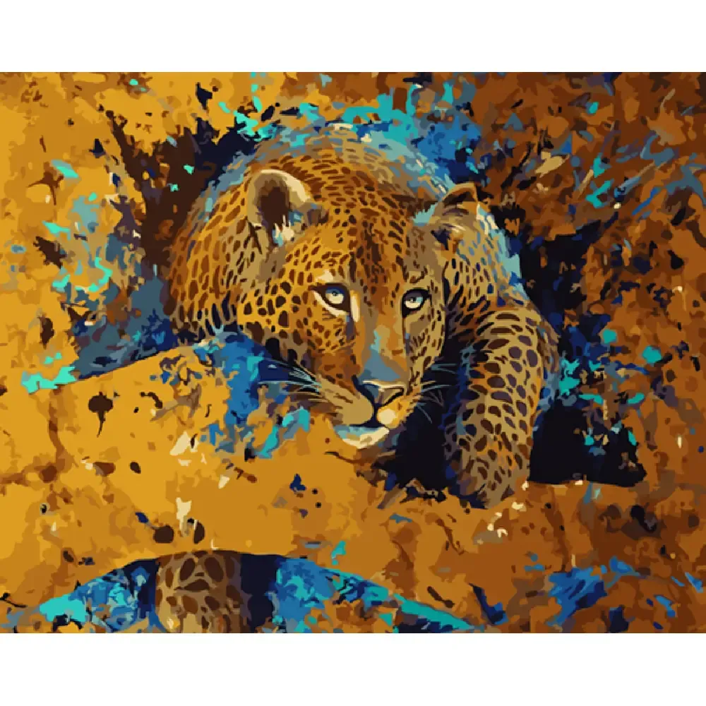 Pictură pe numere Leopard obosit, 40×50 cm, Strateg (GS1008)