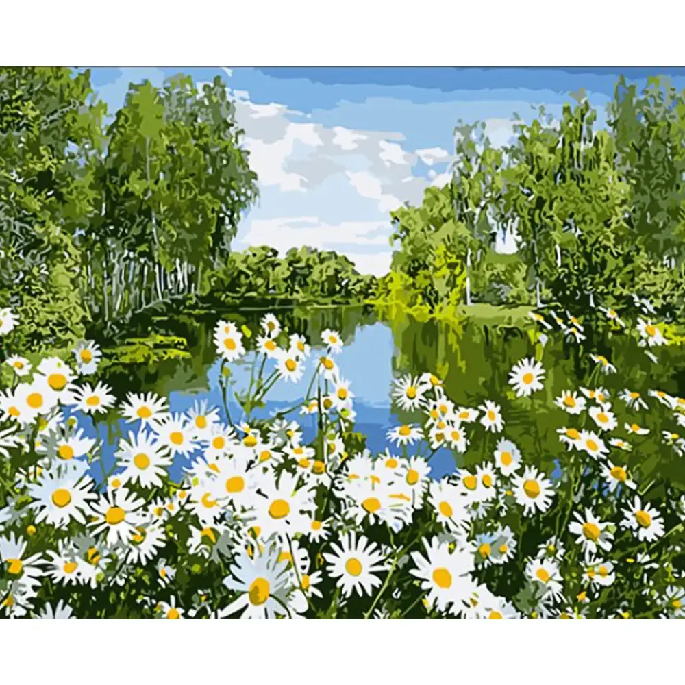 Pictură pe numere Romanițe pe malul râului, 40×50 cm, Strateg (GS1631)