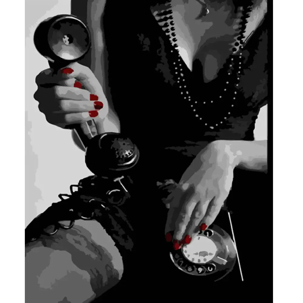 Pictură pe numere Femeie cu telefon, 40×50 cm, Strateg (HH035)