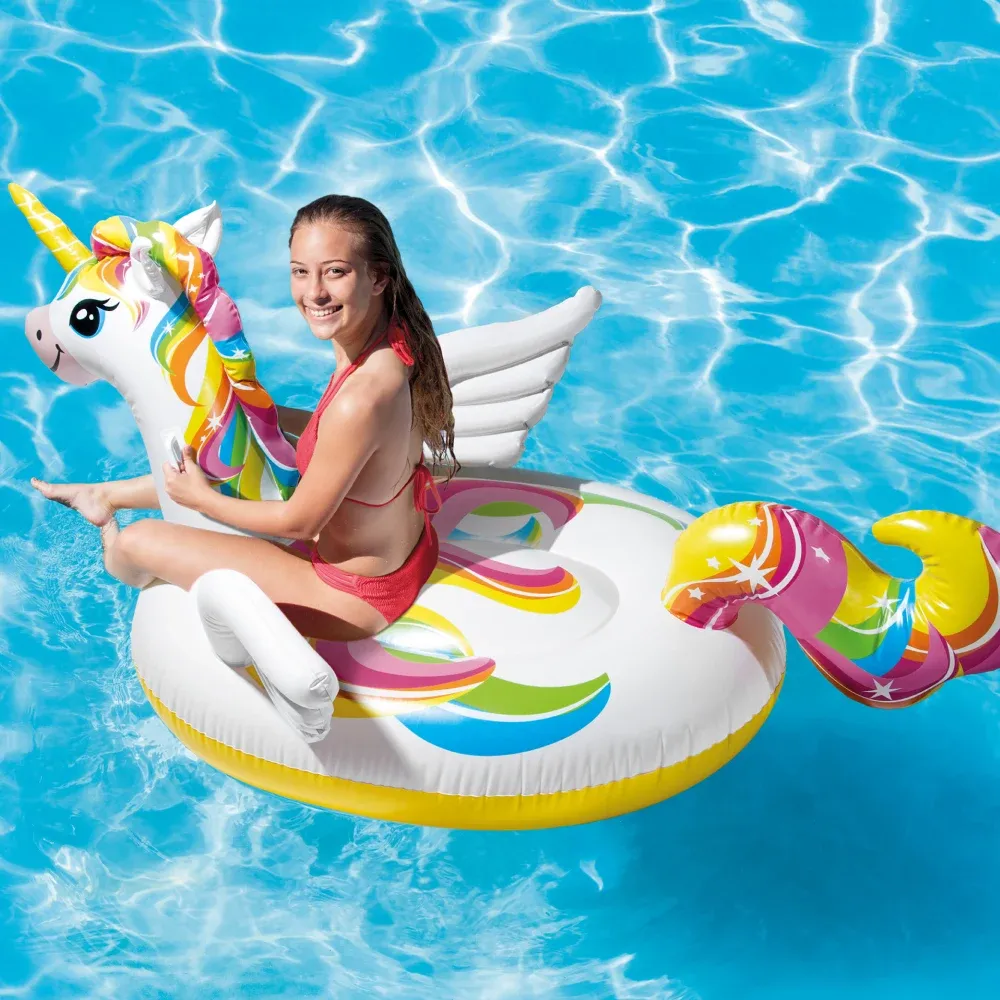 Plută gonflabilă Unicorn cu mânere, 198×140×97 cm, max. 40 kg, 3+ ani, Intex (57561)