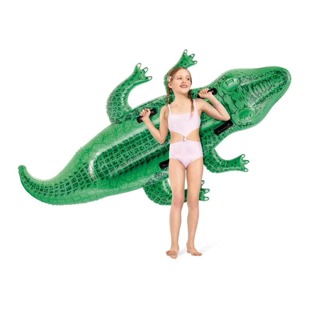 Большой надувной плот «Крокодил» с ручками, 203×114×25 см, макс. 80 кг, 3+ года, Intex (58562)