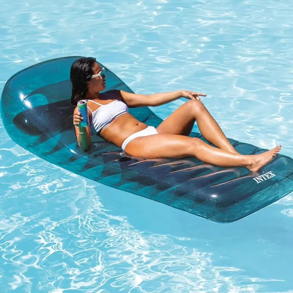 Saltea gonflabilă tip șezlong cu suport pahar, 211×99 cm, max. 100 kg, Intex (58723)