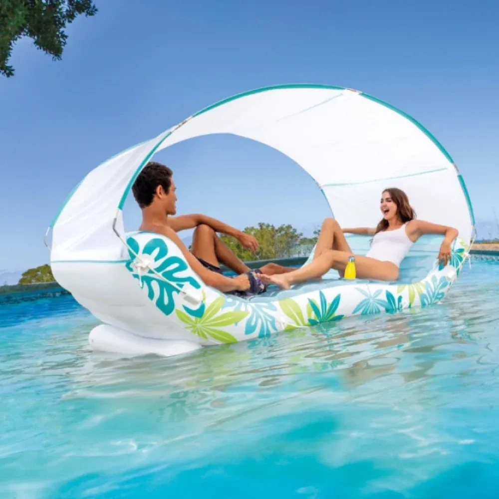 Надувной плот Tropical Lounge с навесом, 224×150×165 см, макс. 200 кг, Интекс (56294)