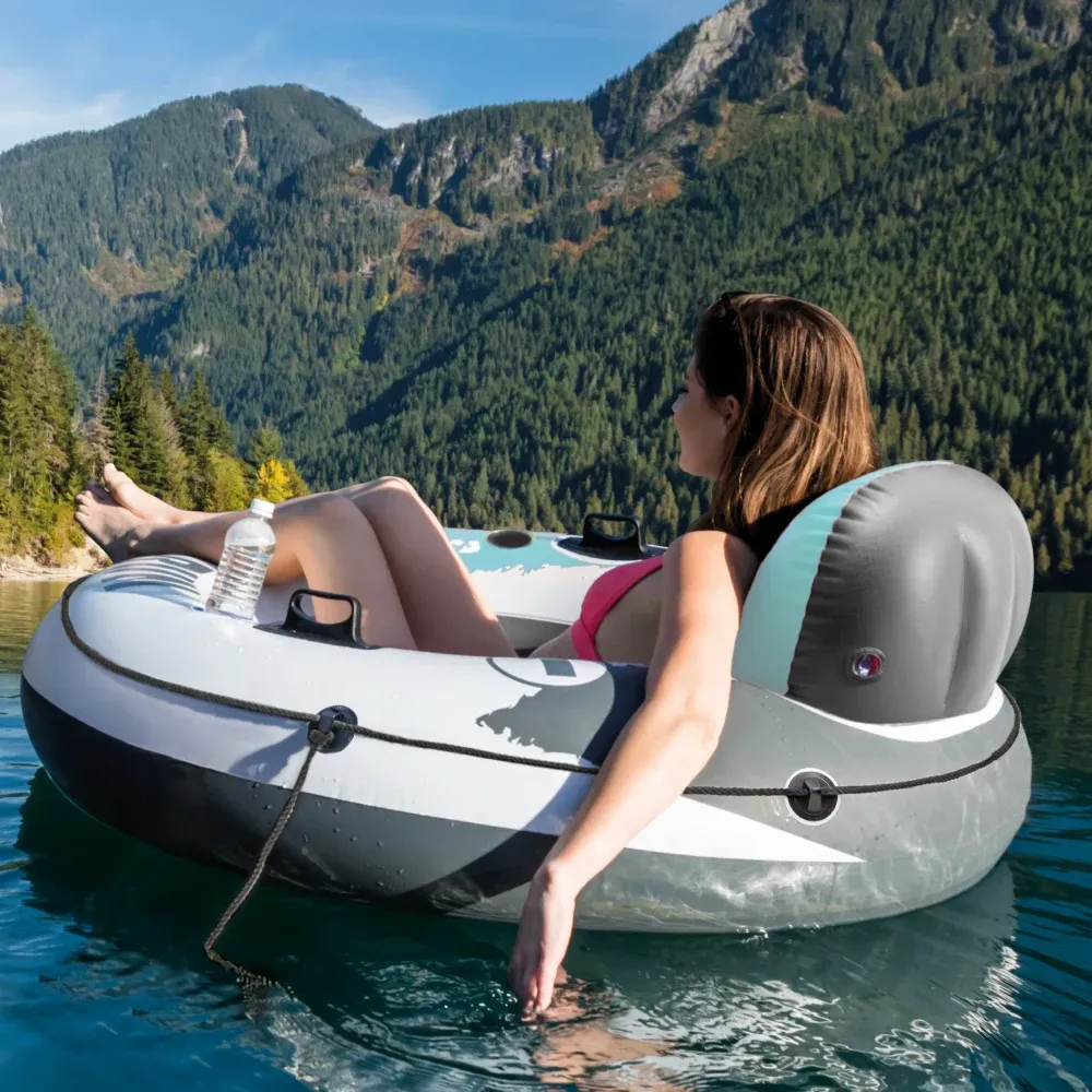 Надувная лодка с сеткой, спинкой и ручками Aqua River Run 1, 135 см, макс. 100 кг, Интекс (56825)