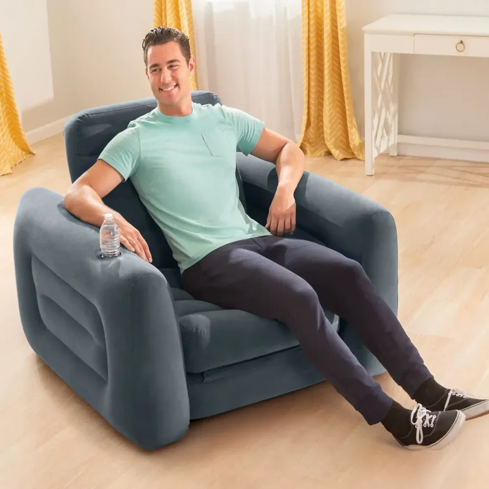 Fotoliu gonflabil extensibil cu suport pentru pahar, 117Ч224Ч66 cm, max. 100 kg, Intex (66551)