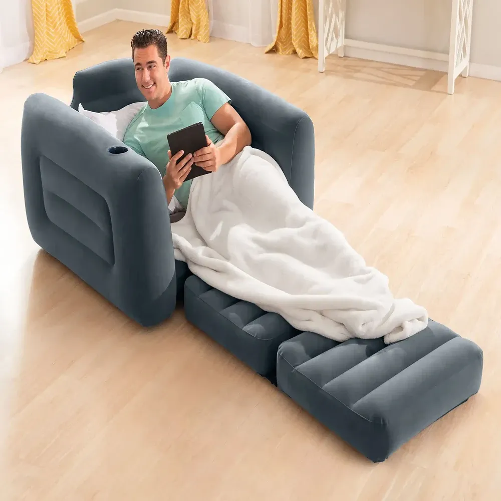 Fotoliu gonflabil extensibil cu suport pentru pahar, 117Ч224Ч66 cm, max. 100 kg, Intex (66551)