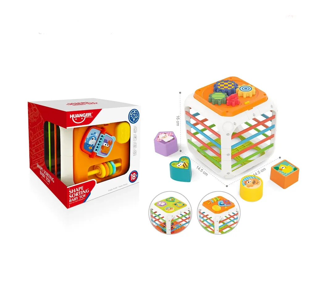 Cub educativ cu sorter de forme și activități, Huanger HE0555 (19582)