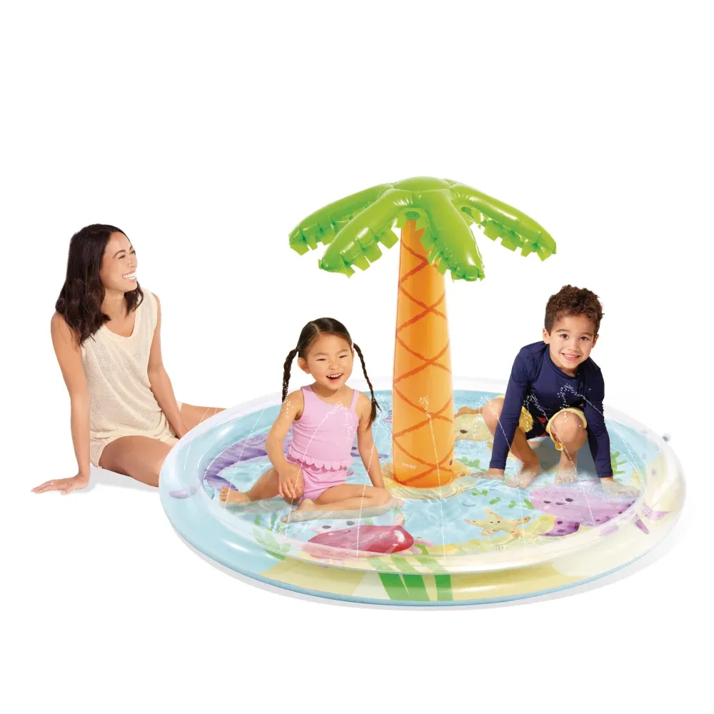 Надувной детский бассейн с гидромассажем Palm Tree, 173x104 см, 166 л, 2+ года, Intex (56433)