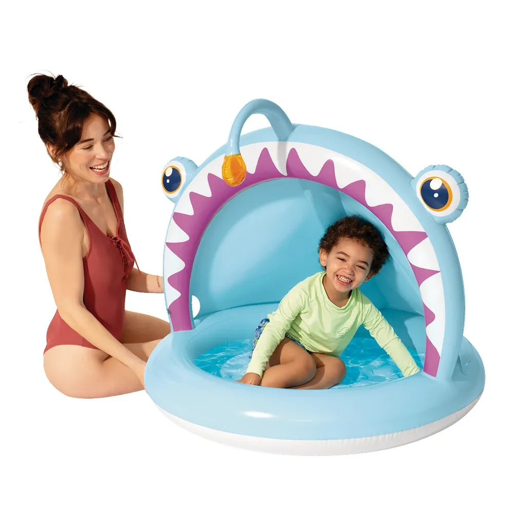 Piscină gonflabilă pentru copii Angler Fish cu protecție solară, 127×102×86 cm, 45 L, 1–3 ani, Intex (58419)