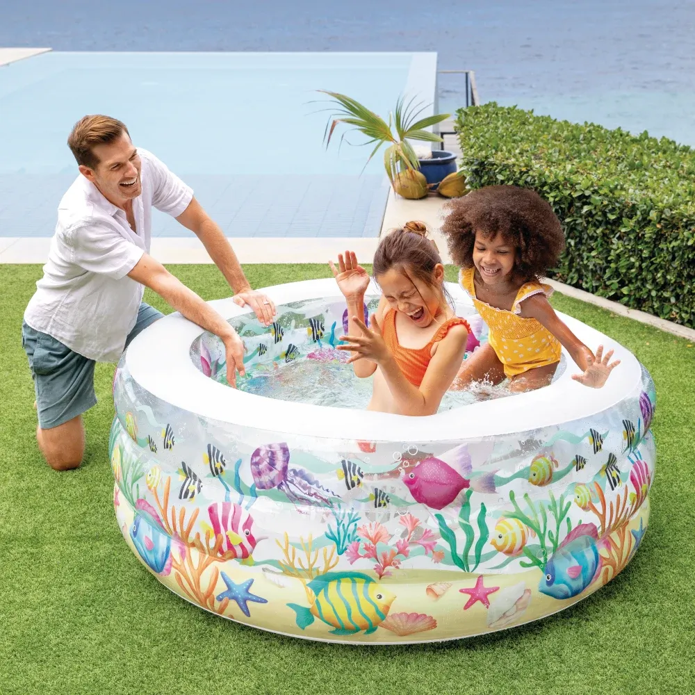 Надувной детский бассейн Fishy Fun с надувным дном, 152х56 см, 360 л, 6+ лет, Intex (58480)