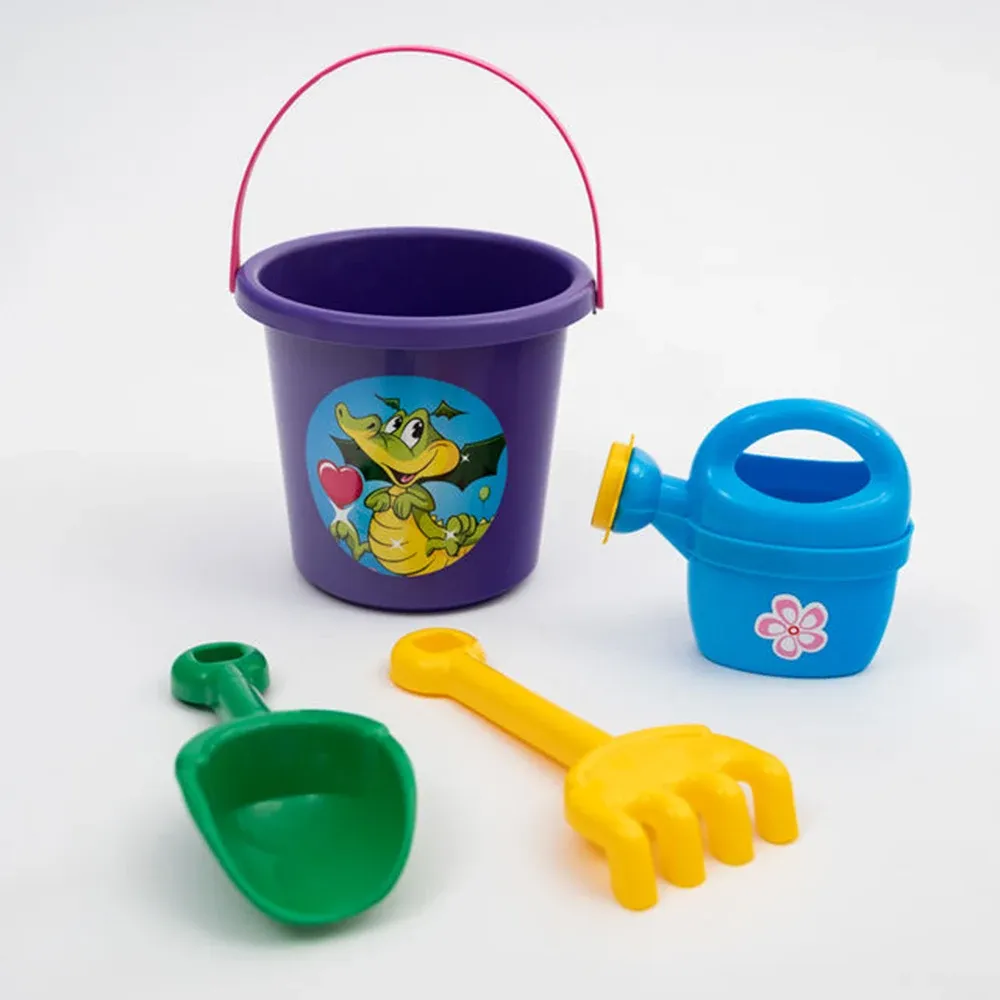 Set de joacă cu nisip Nr.1 (găleată, stropitoare, lopățică, greblă) (170×175×210 mm) (013555/4)