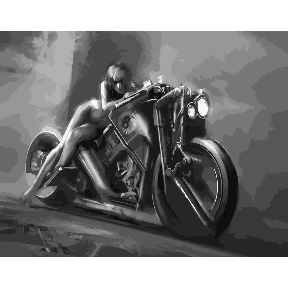 Pictură pe numere Fată pe motocicletă, 40×50 cm, Strateg (DY207)