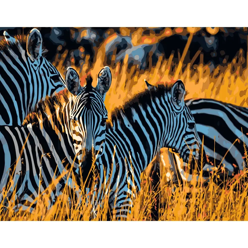 Pictură pe numere Zebre, 40×50 cm, Strateg (DY060)