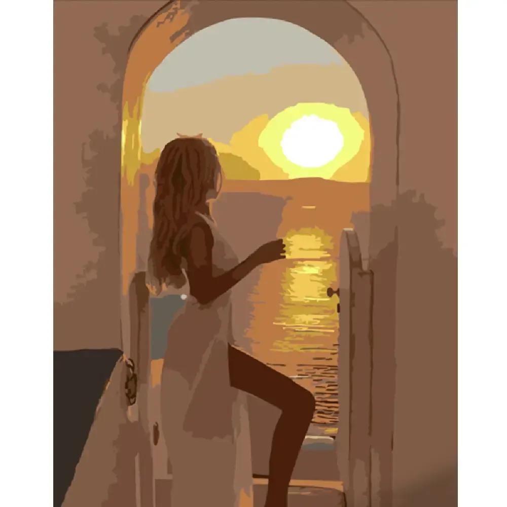 Pictură pe numere Apus în Grecia, 40×50 cm, Strateg (DY381)