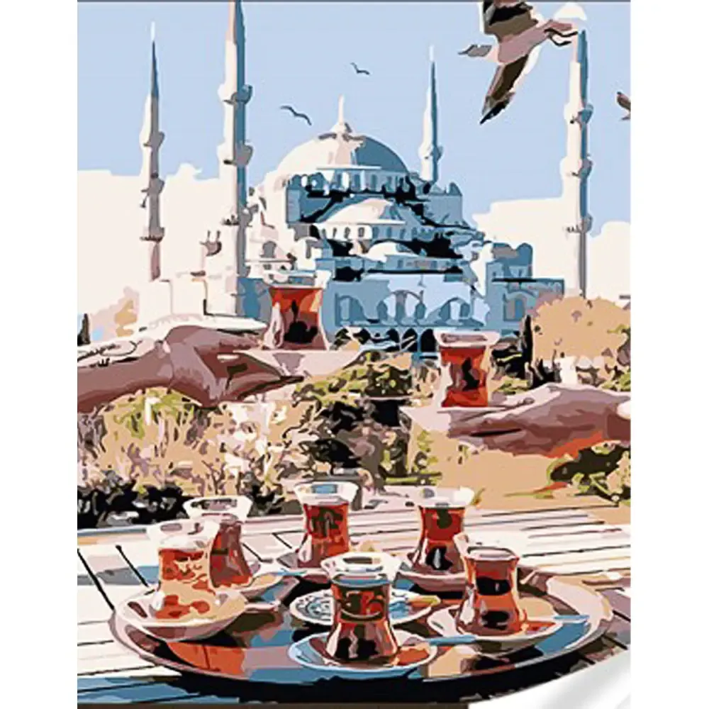 Pictură pe numere Ceai în Istanbul, 30×40 cm, Strateg (SS1098)