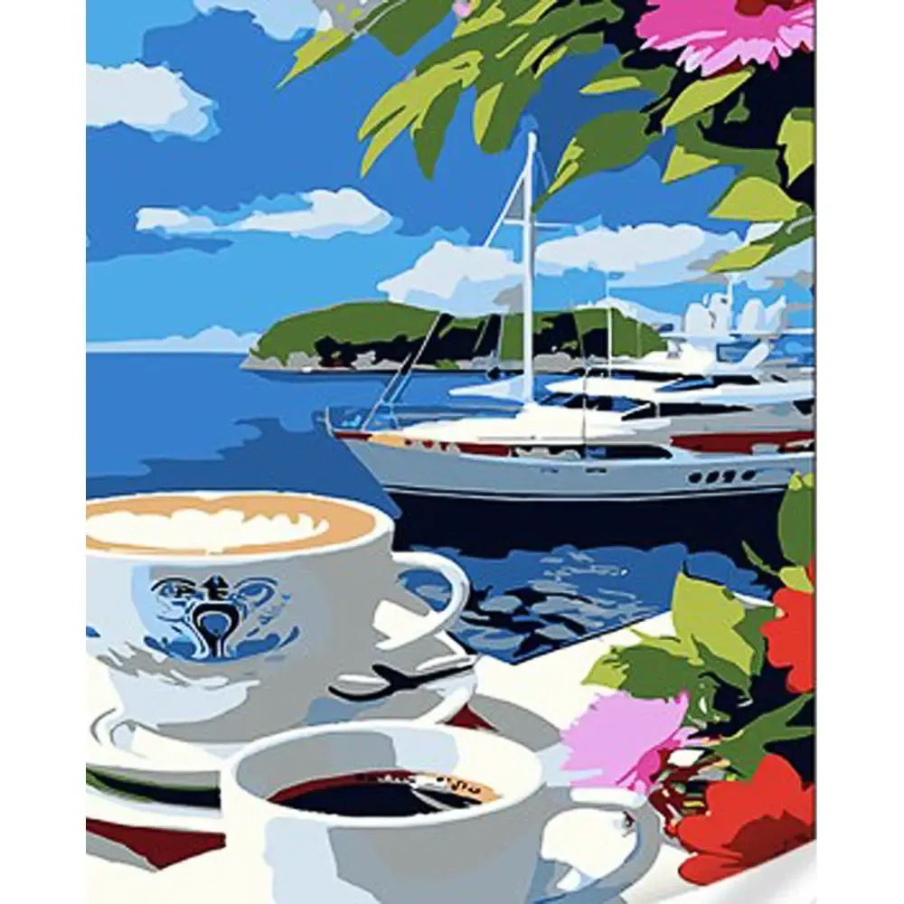 Pictură pe numere Dimineață pe litoral, 30×40 cm, Strateg (SS1095)