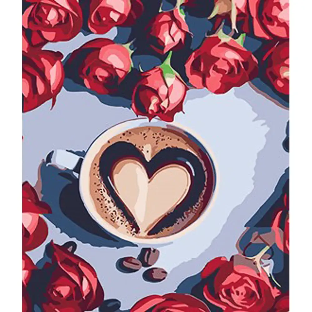 Pictură pe numere Cafea cu o notă de romantism, 30×40 cm, Strateg (SS1006)