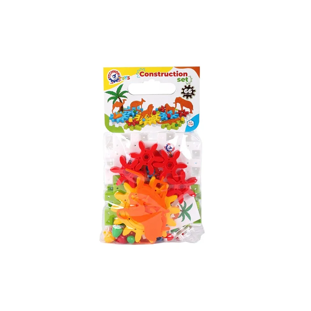 Set constructor cu animale și roți dințate, 66 piese ,Technok (3749)