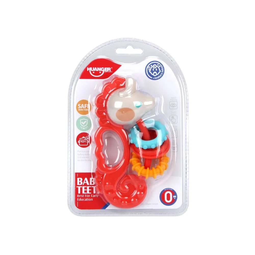 Jucărie de dentiție cu zornăitoare – căluț de mare, Huanger HE0136 (20113)