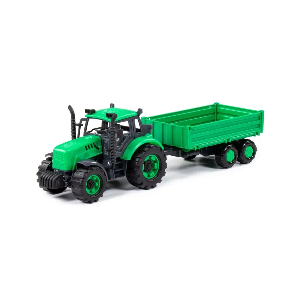 Tractor cu inerție și remorcă Progress, verde (în cutie), Polesie (91260)