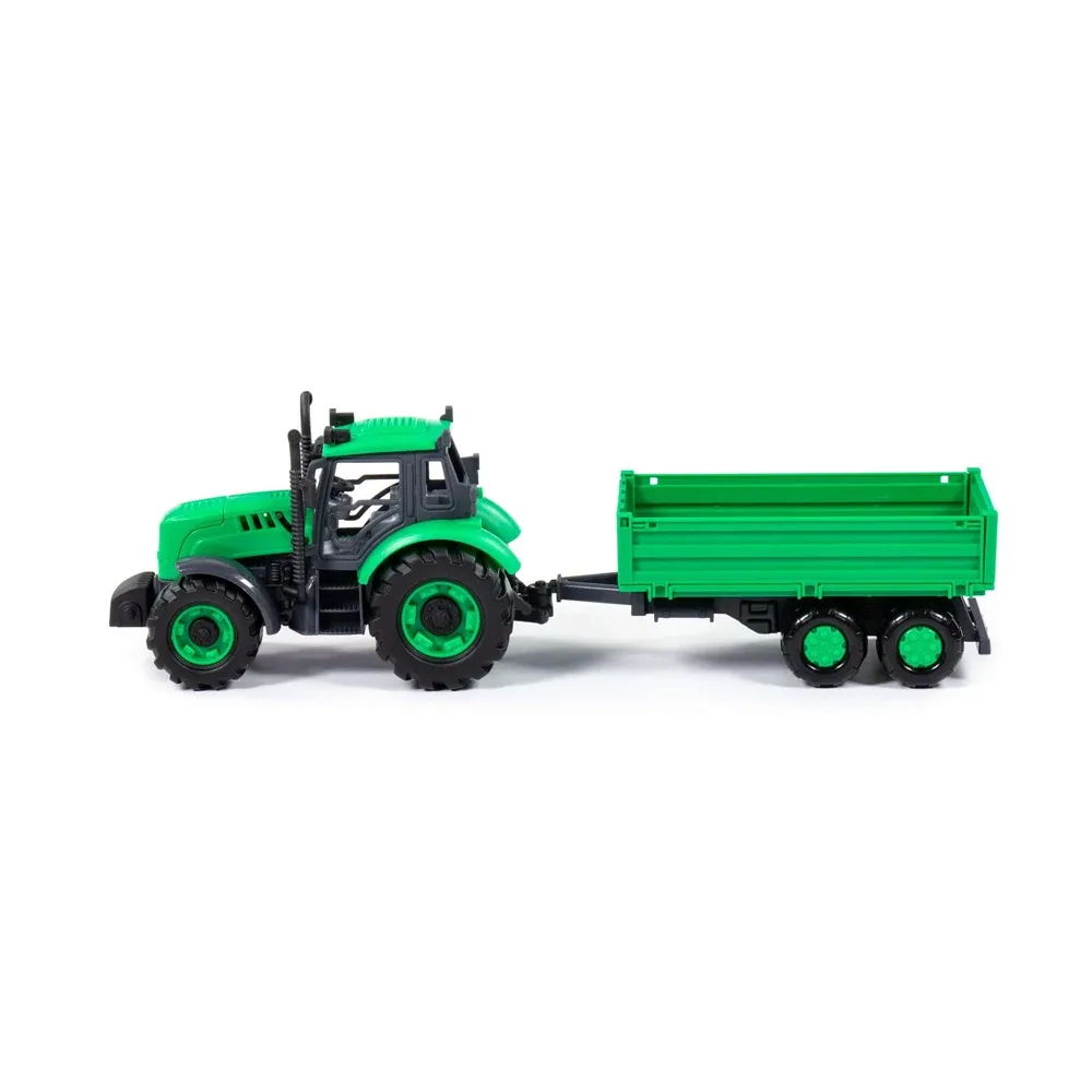 Tractor cu inerție și remorcă Progress, verde (în cutie), Polesie (91260)