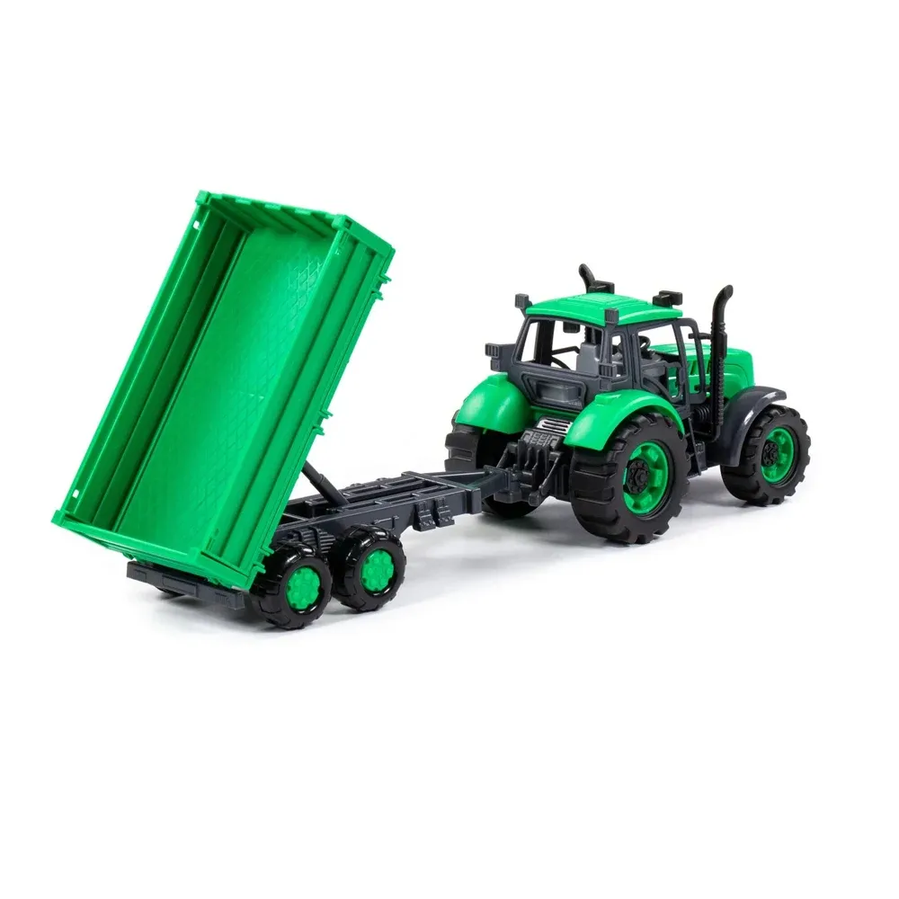 Tractor cu inerție și remorcă Progress, verde (în cutie), Polesie (91260)
