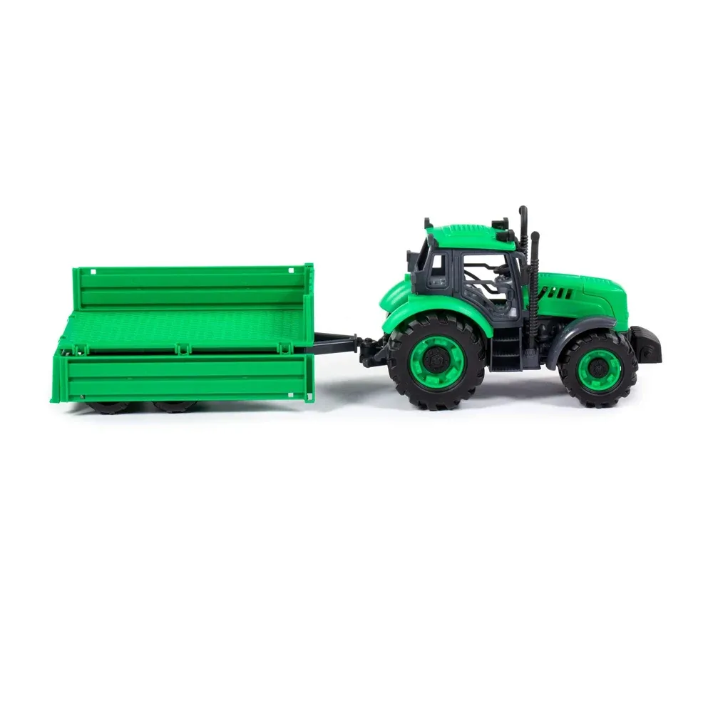 Tractor cu inerție și remorcă Progress, verde (în cutie), Polesie (91260)