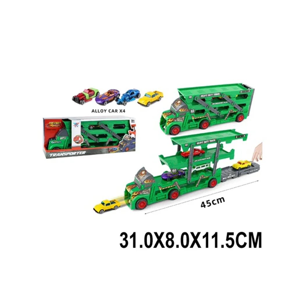 Trailer cu inertie in set cu 4 masinute (59335)