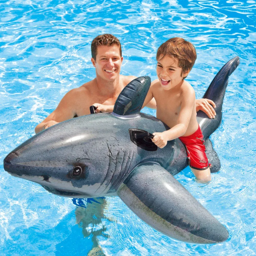 Plută gonflabilă Rechin cu mânere, 173×107 cm, max. 40 kg, 3+ ani, Intex (57525)